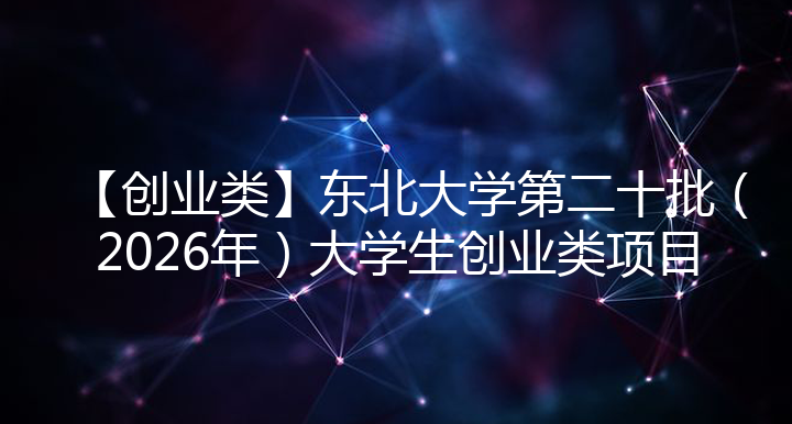 【创业类】东北大学第二十批（2026年）大学生创业类项目