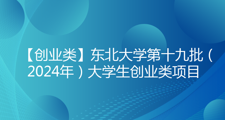 【创业类】东北大学第十九批（2025年）大学生创业类项目
