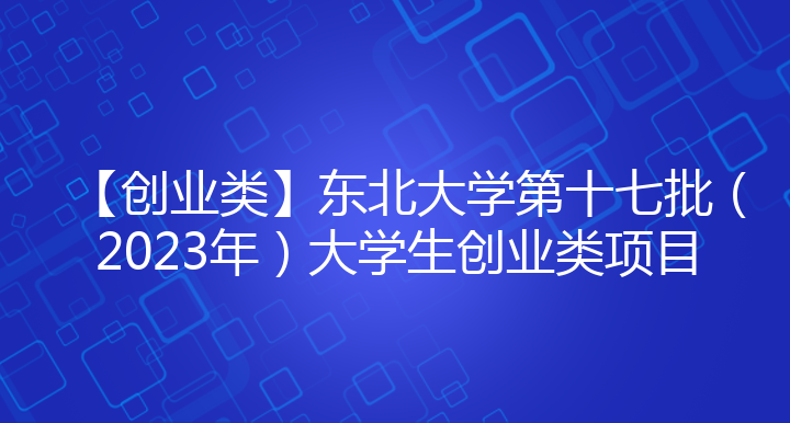 【创业类】东北大学第十七批（2023年）大学生创业类项目