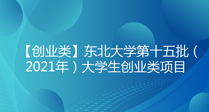 【创业类】东北大学第十五批（2021年）大学生创业类项目